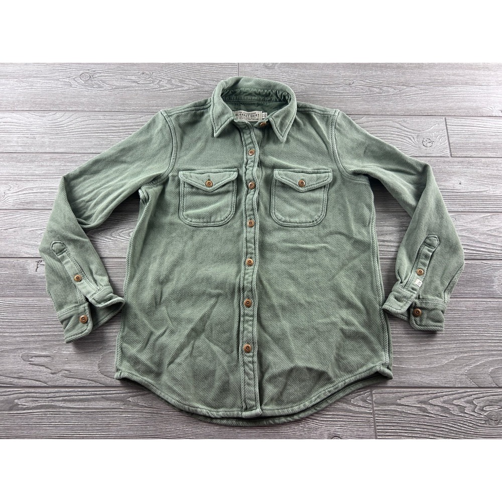 Outerknown Blanket Shirt Sage Green Organic Cotton Twill Button Down XS